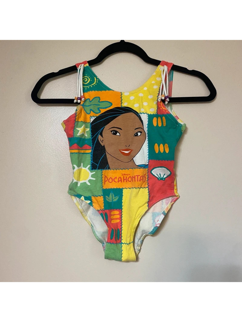 Vintage 1995 Disney's Pocahontas Patchwork Swimsuit Size 8